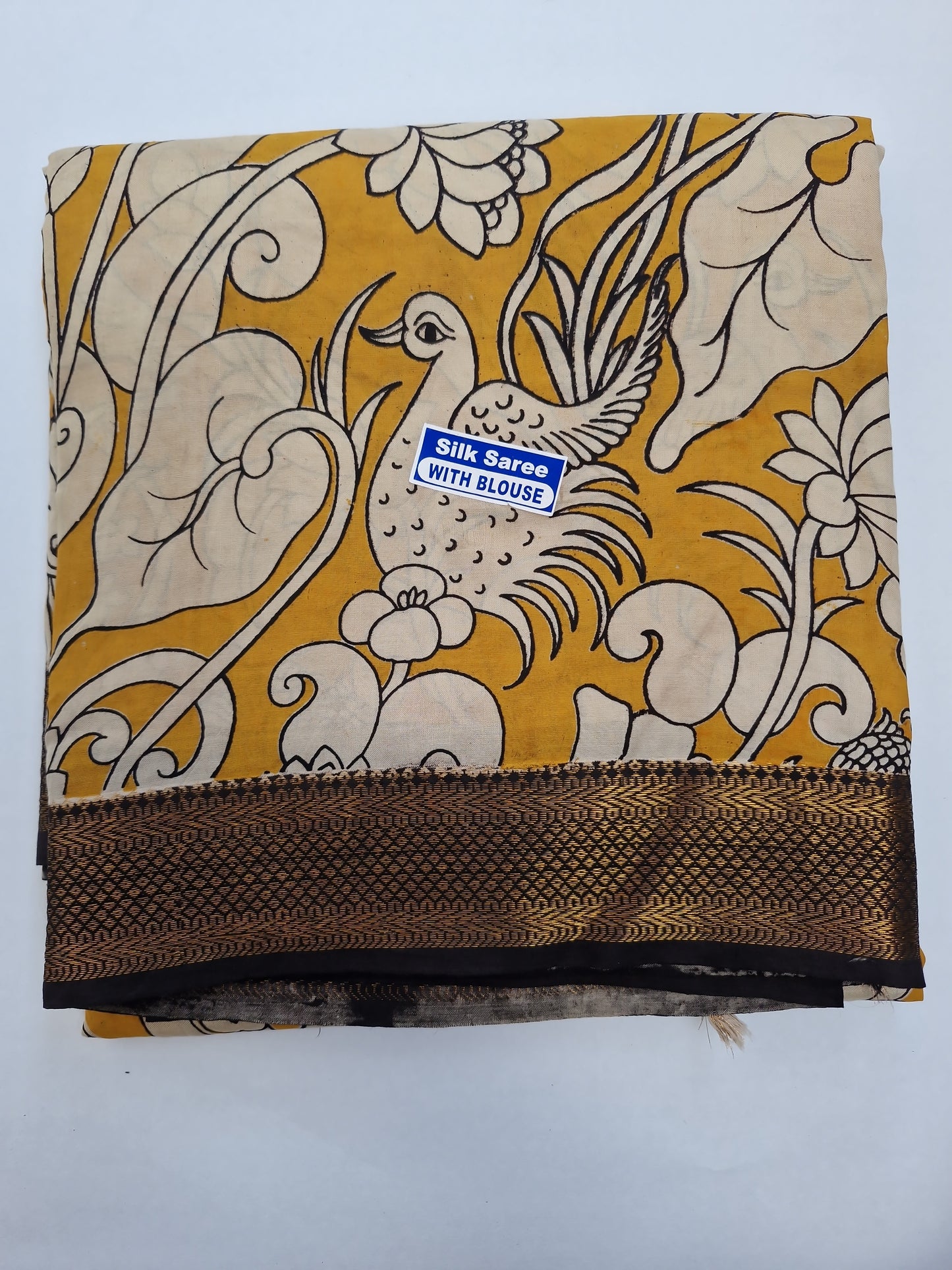 Nizam border Kalamkari Mangalagiri Silk Sarees
