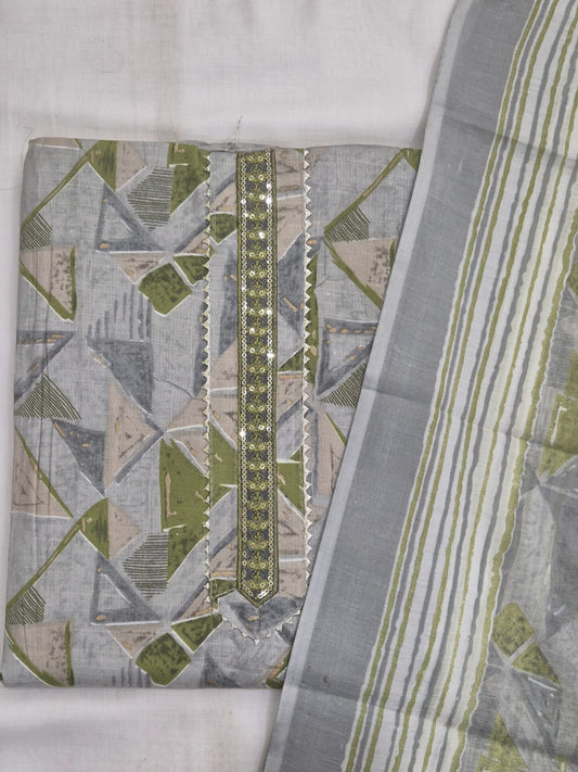 Designer Embroidered Office Wear Cotton Set