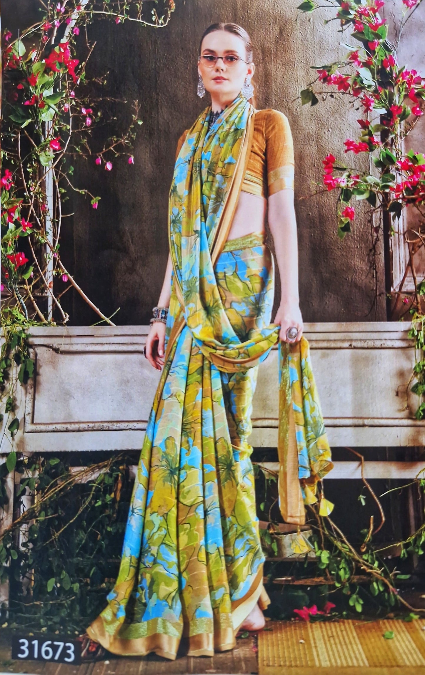 Floral Printed Georgette Sarees
