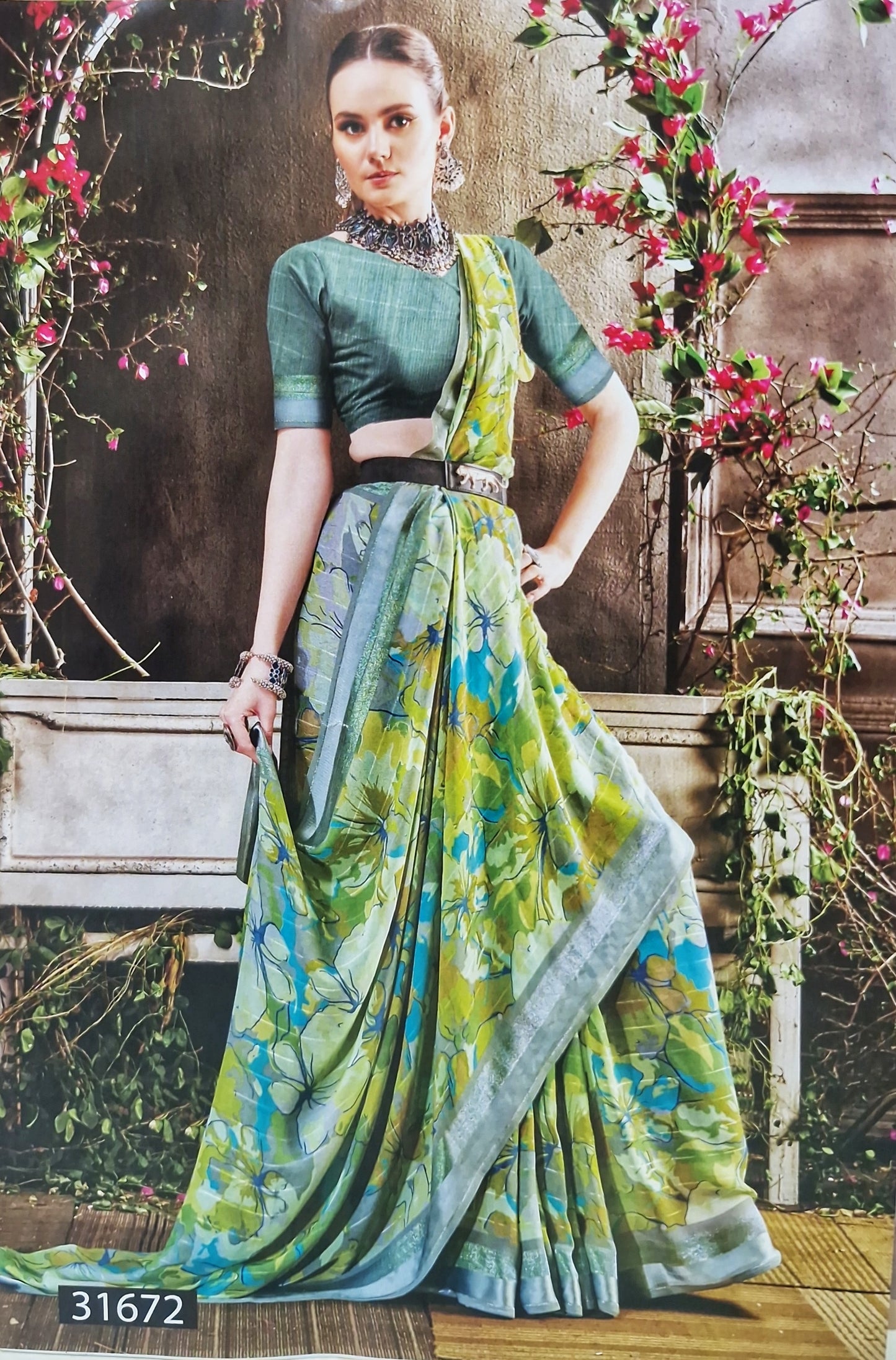 Floral Printed Georgette Sarees