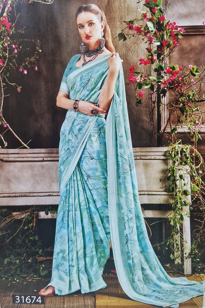 Floral Printed Georgette Sarees