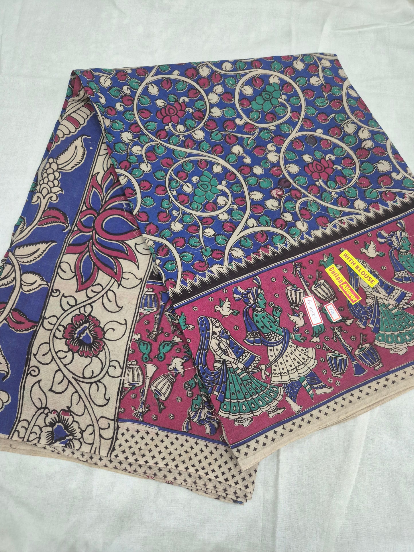 Kalamkari Mangalagiri Cotton Sarees (Natural Colors)
