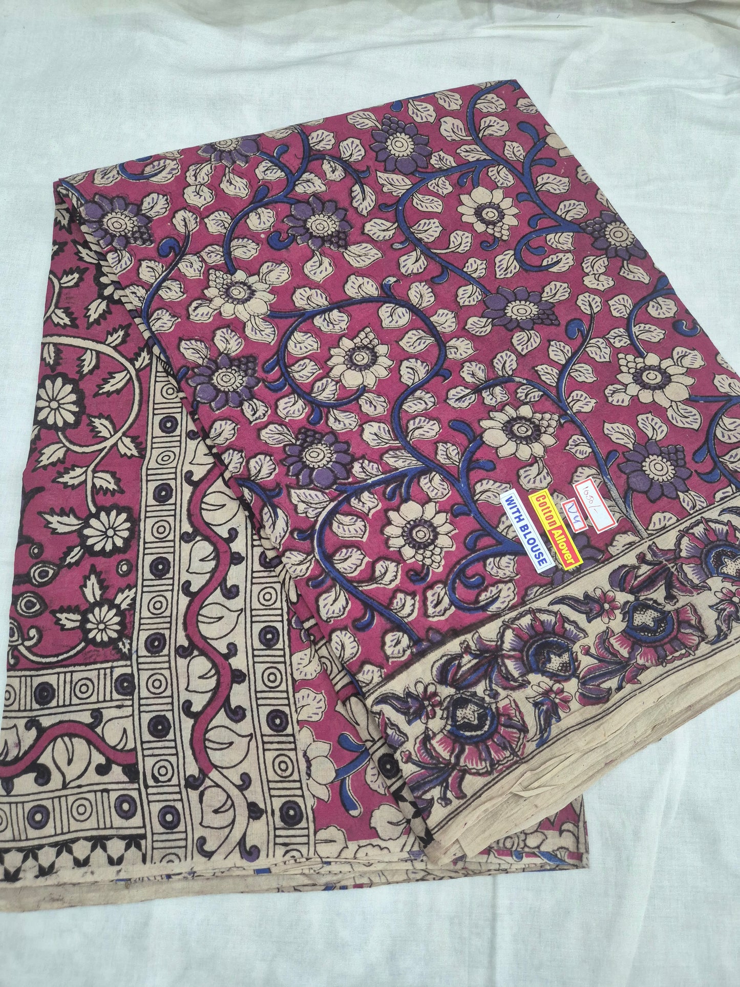 Kalamkari Mangalagiri Cotton Sarees (Natural Colors)