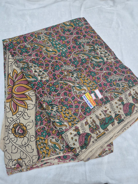 Kalamkari Mangalagiri Cotton Sarees (Natural Colors)