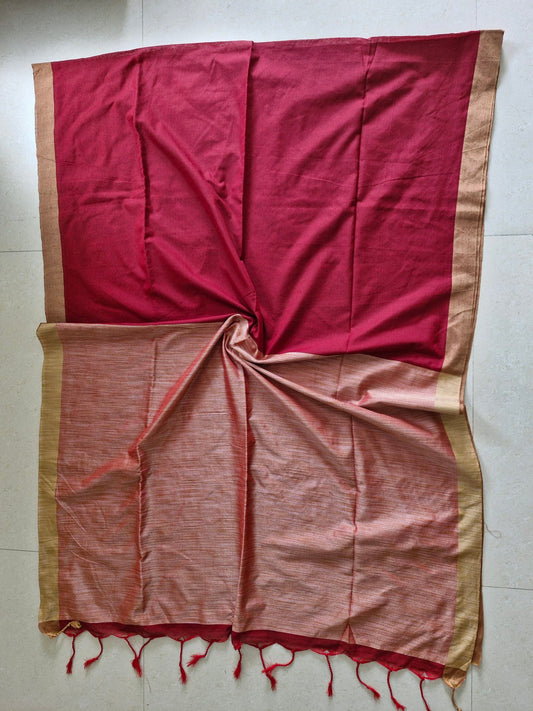 Khadi Cotton Dual Tone Red Saree