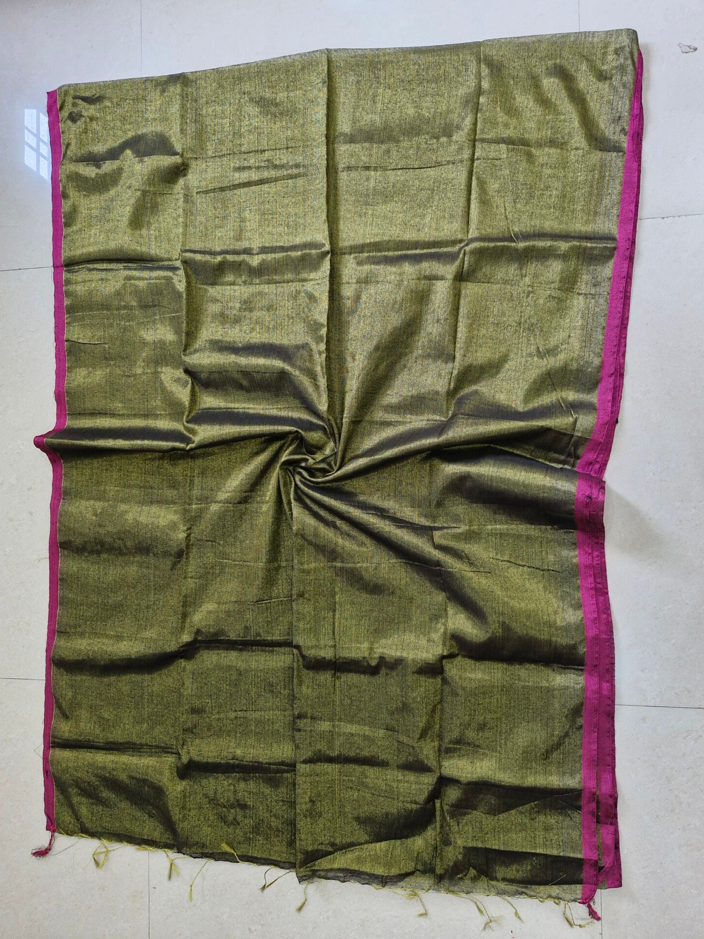 Soft Metallic Tissue Sarees With Tassels