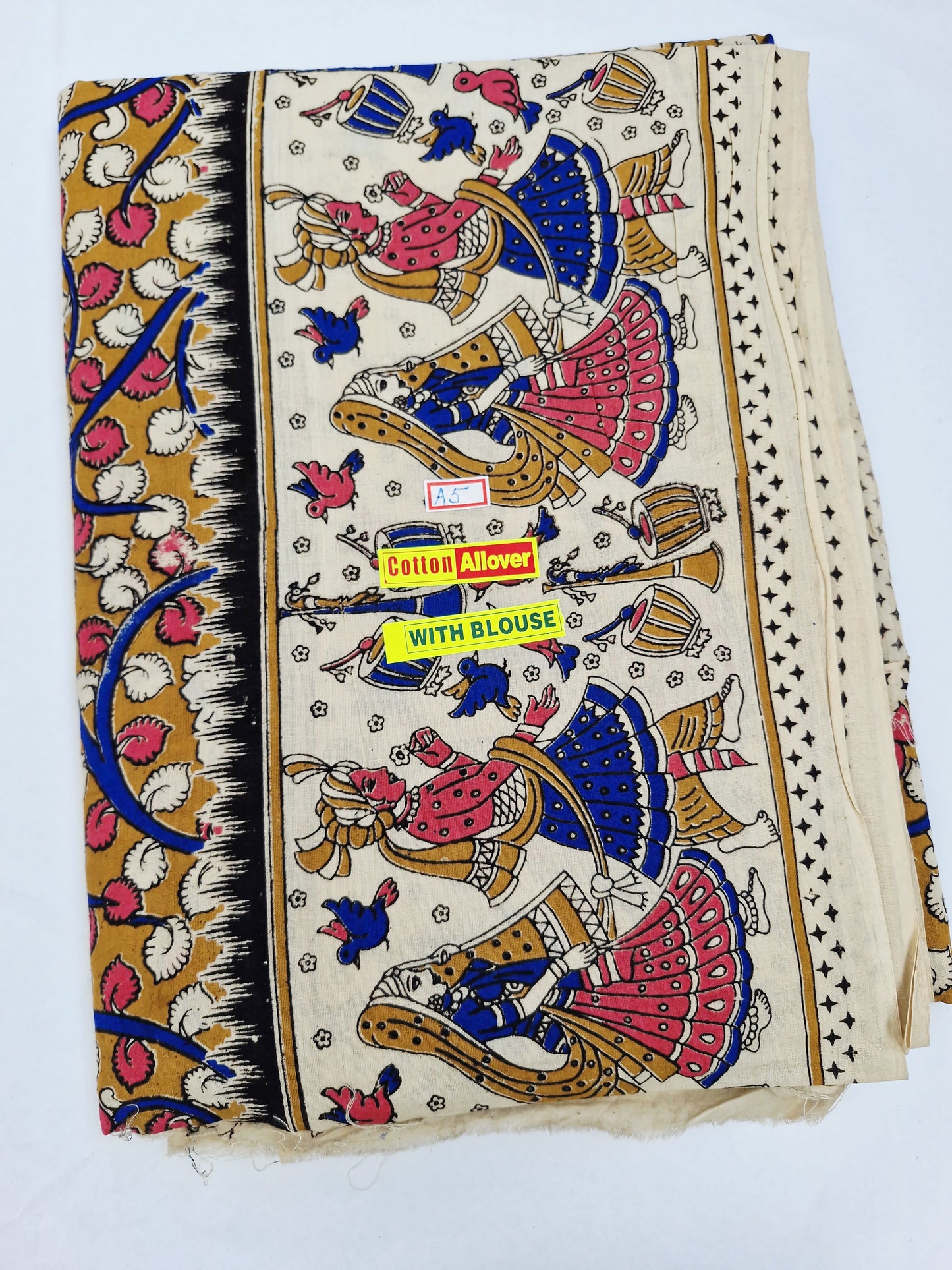 Kalamkari Mangalagiri Cotton Sarees (Natural Colors)