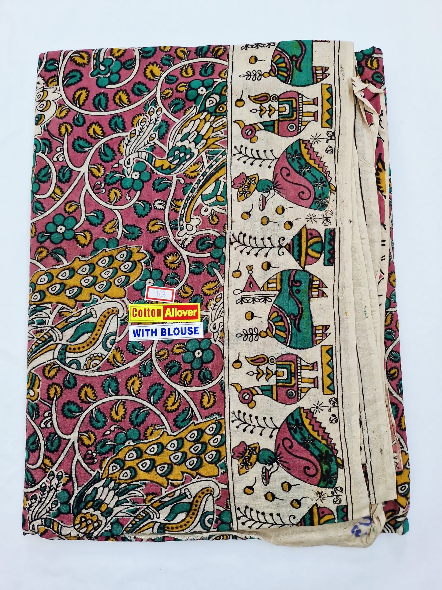 Kalamkari Mangalagiri Cotton Sarees (Natural Colors)
