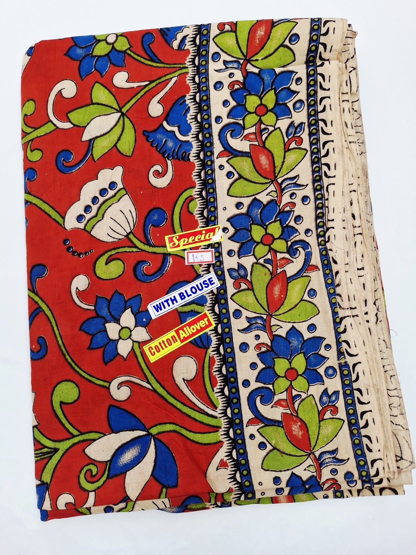Kalamkari Mangalagiri Cotton Sarees (Natural Colors)