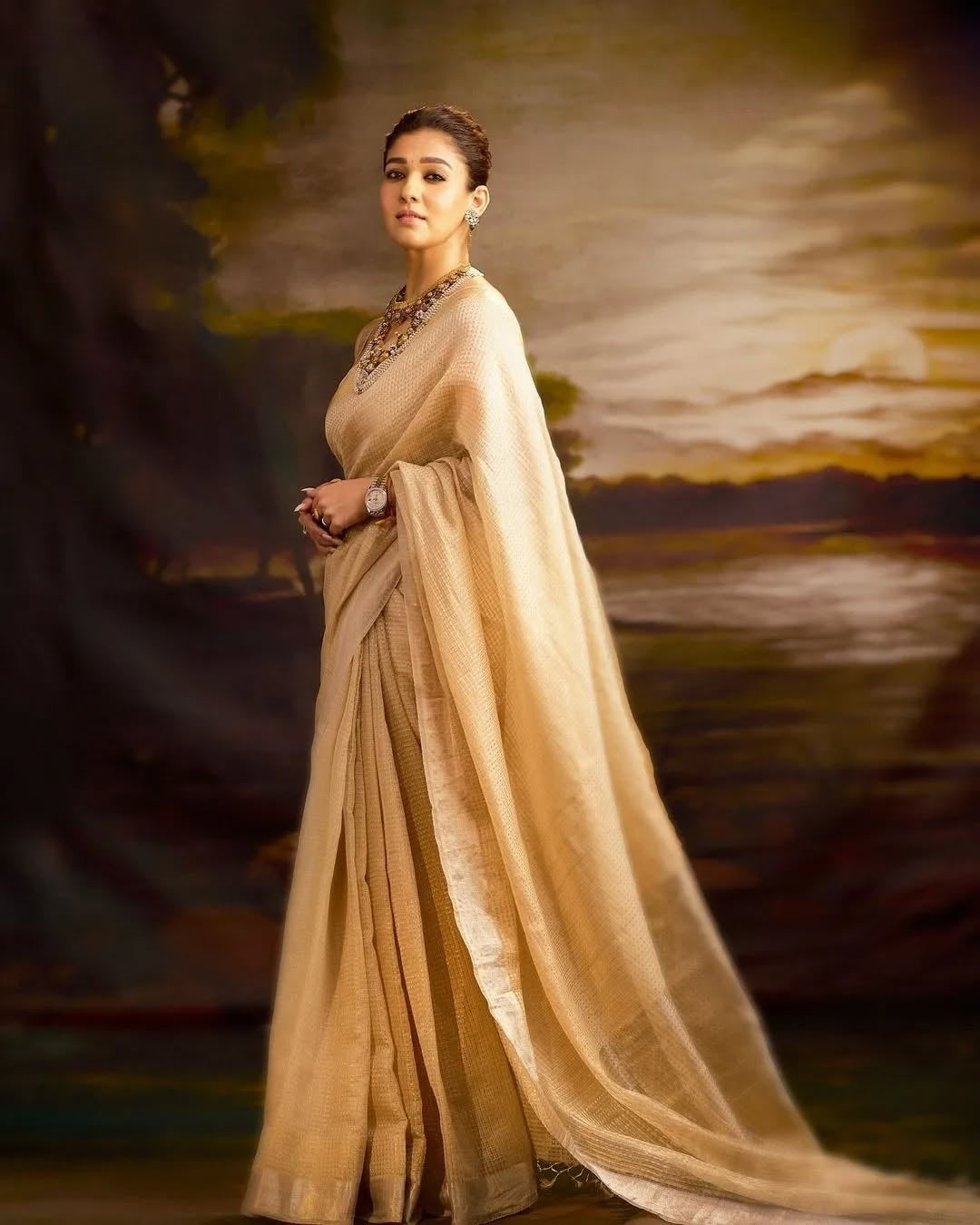 Exclusive Nayanthara Maam Inspired Brocade Tissue Silk Saree
