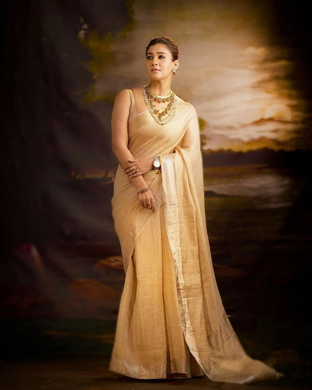 Exclusive Nayanthara Maam Inspired Brocade Tissue Silk Saree