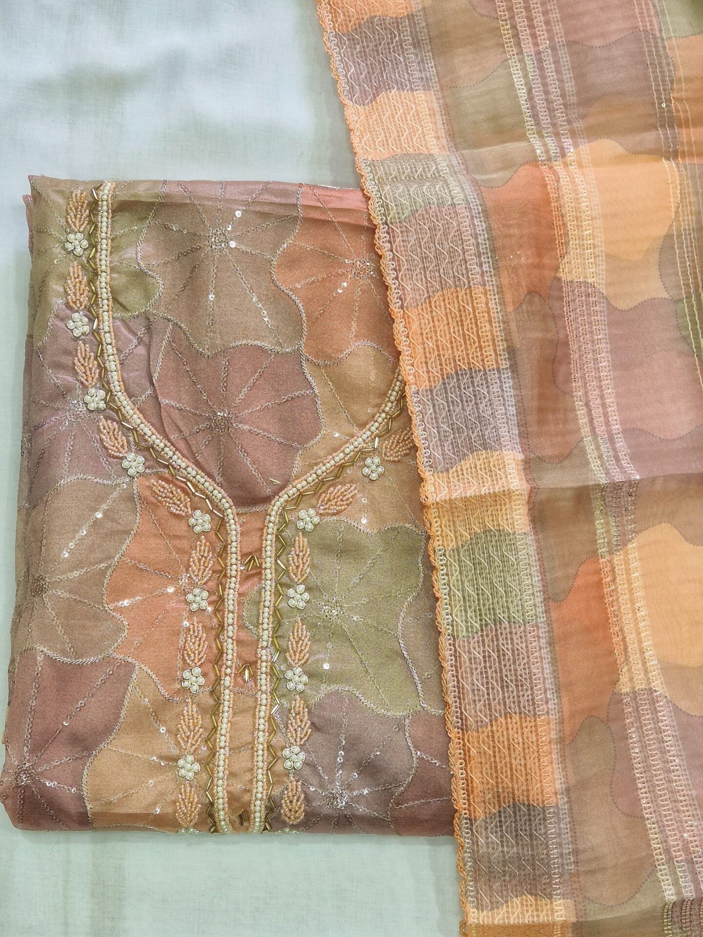 Multi Floral Organza Partywear Set