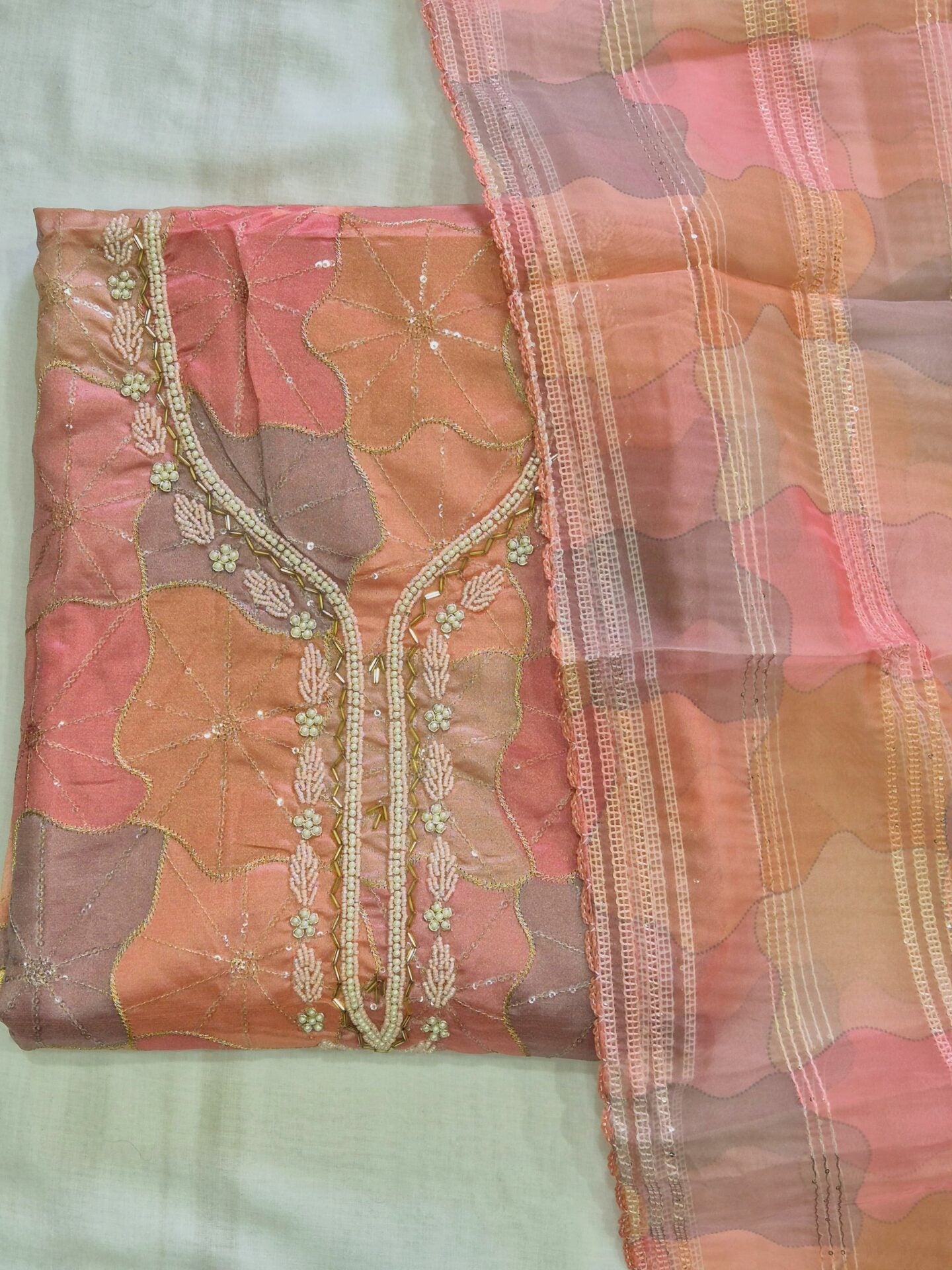 Multi Floral Organza Partywear Set