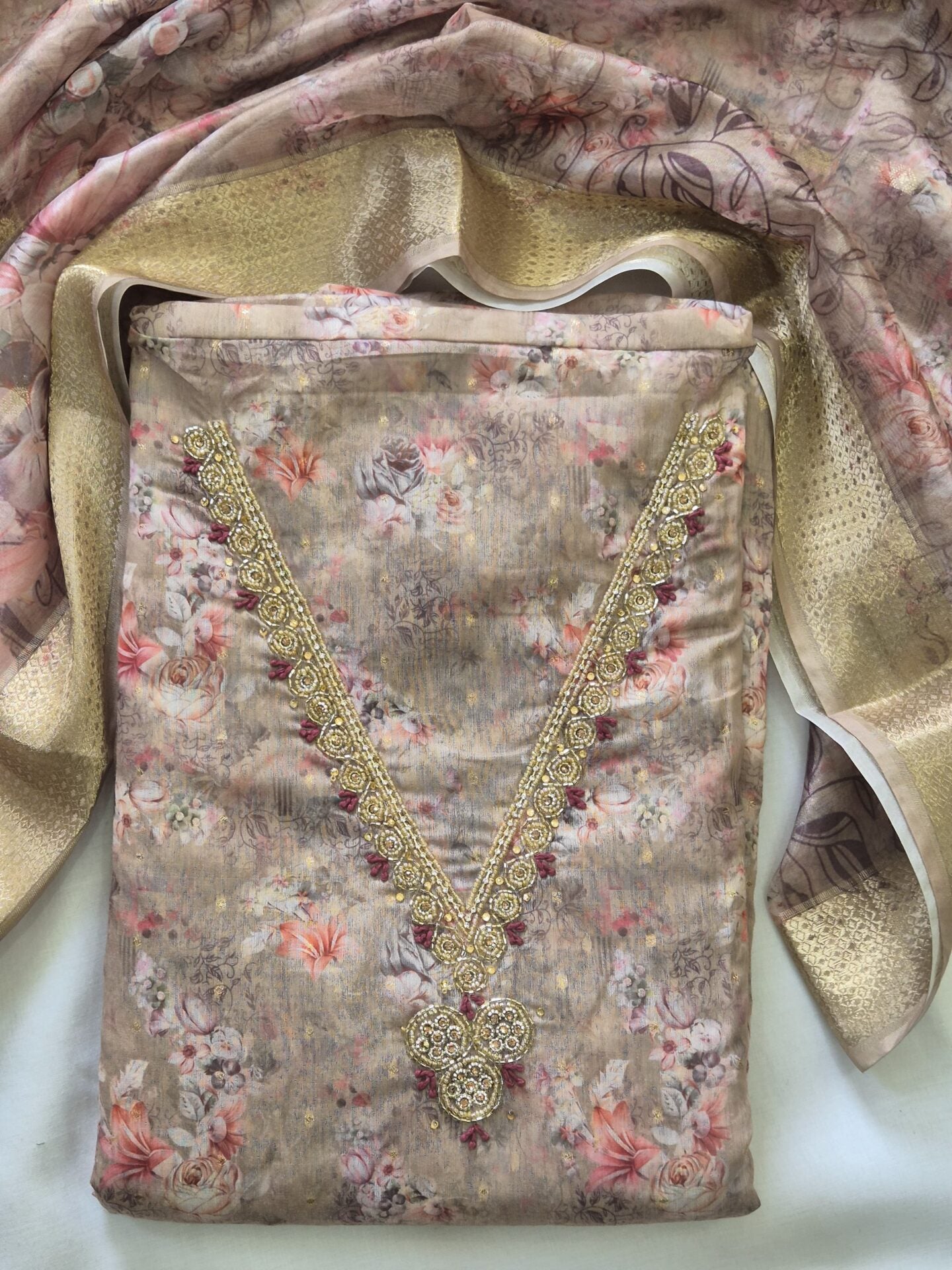 Fancy Organza Partywear Set - Pink