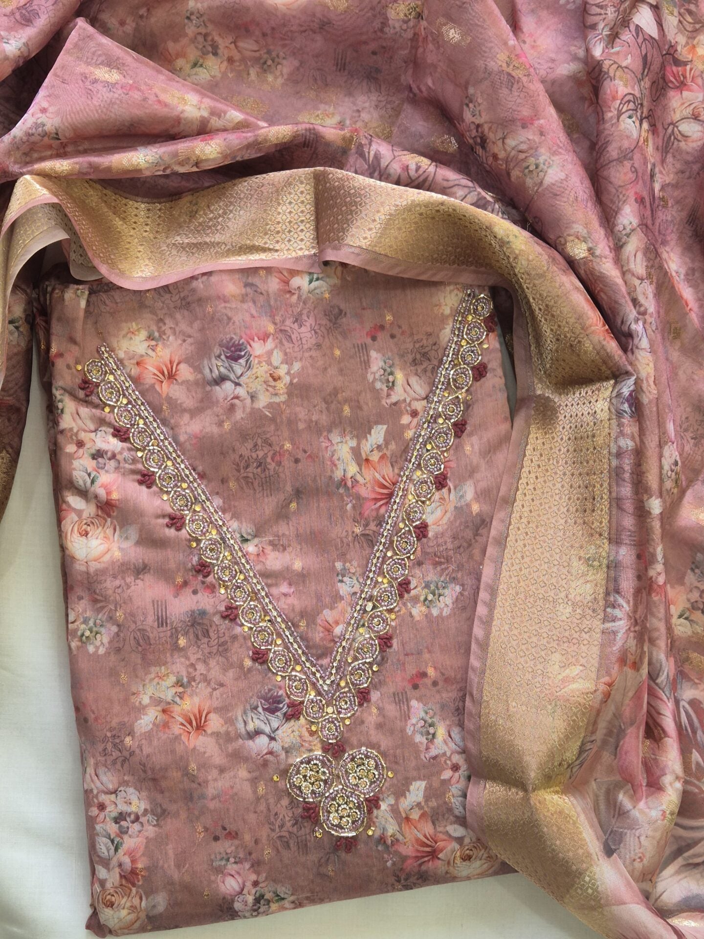 Fancy Organza Partywear Set - Pink