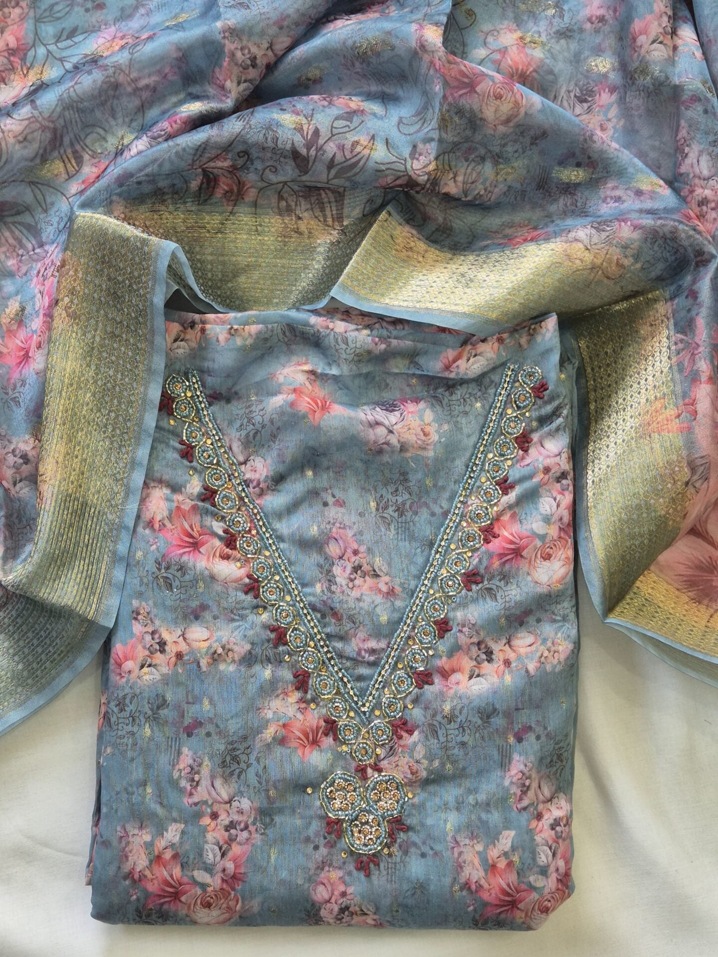 Fancy Organza Partywear Set - Pink