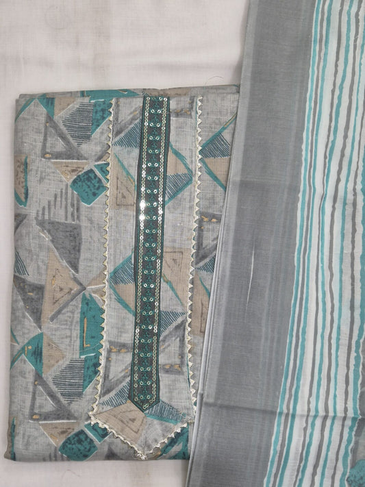 Designer Embroidered Office Wear Cotton Set