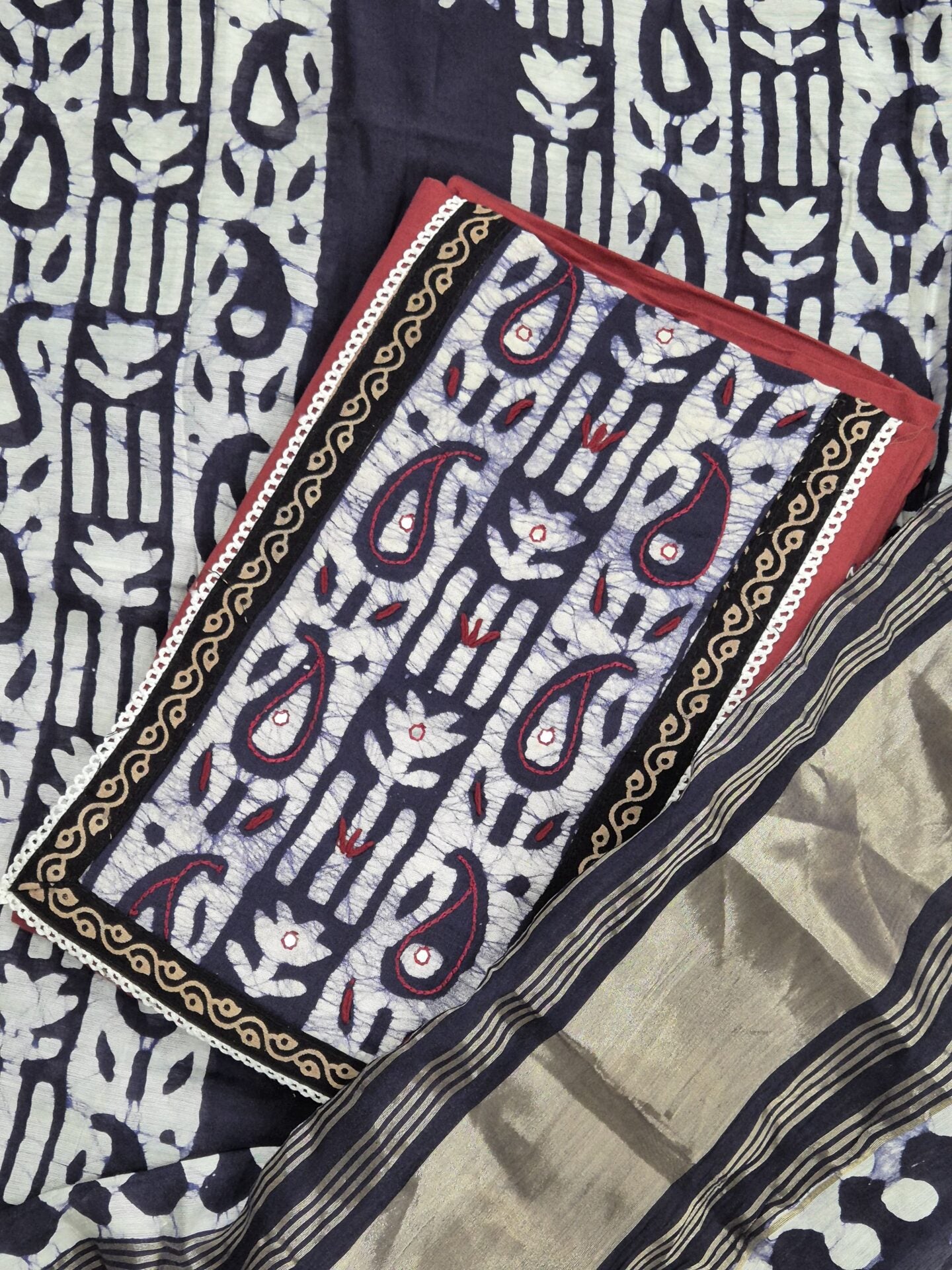 Batik Cotton Block Print Patch 3 Piece Set